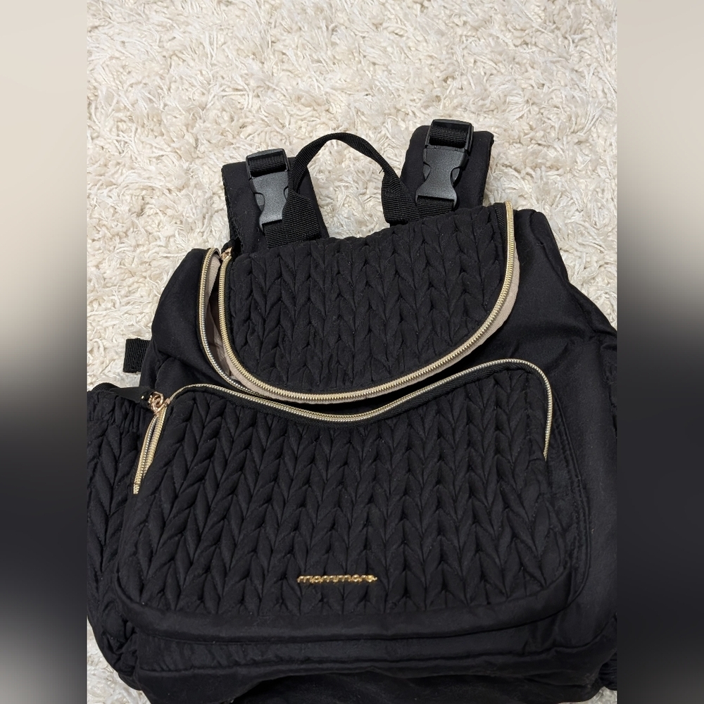 Black Quilted Diaper Bag with Gold Accents - Picture 4 of 4